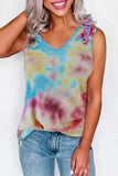 Tie Dye Ruffled V-Neck Tank