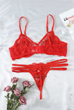 Floral Embroidery Lace Bralette Set