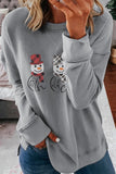Dropped Sleeve Snowman Print Christmas Sweatshirt