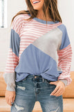 Striped Patchwork Color Block Long Sleeve Top