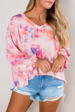 Tie-dye V Neck Long Sleeve Top
