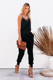 Lace Patchwork Spaghetti Strap Slim-fit Jumpsuit