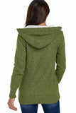 Fleece Hooded Gray Button Cardigan Sweater