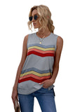Crew Neck Colorblock Stripes Tank Top