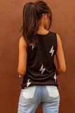 Black Lightning Print Knit Vest