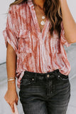 Printed Pocket Short Sleeve Blouse