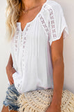 Crochet Eyelet Short Sleeves Top