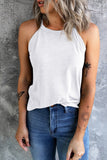 White Plain Halter Neck Tank Top