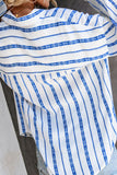 Stripe Print Button Down Shirt with Pocket