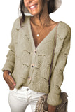 V Shaped Neckline Buttoned Knit Sweater