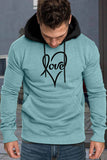 Valentine Love Heart Print Color Block Men's Pullover Hoodie