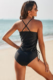 Halter Drawstring Ruched Cami and High Waist Panty Tankini