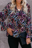 Multicolor Split Neck Printed Blouse
