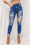 Slits Hollow-out High Waist Jeans