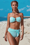 Striped O-ring Bandeau Bikini