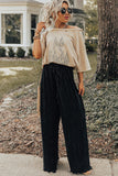 Pleated Drawstring High Waist Wide Leg Pants