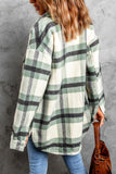Green Plaid Print Pocket Women Shacket