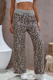 Print Drawstring Waist Wide Leg Pants
