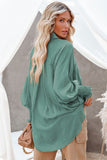 Green Billowy Sleeves Pocketed Shirt