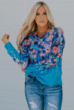 Floral Print V Neck Long Sleeve Top