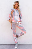 Shut-eye Pocketed Tie-dye Knit Hooded Joggers Set