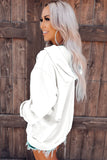 Solid Ripped Hooded Sweatshirt with Kangaroo Pocket
