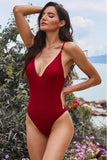 V Neck One Piece Swimsuit