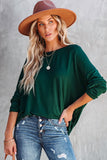 Loose Fit Wide Neck Batwing Sleeves Top