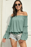 Dark Green Swiss Dot Off The Shoulder Top