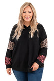 Plus Size Leopard Patchwork Strappy Neck Top