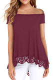 Off Shoulder A-Line Lace Trim Blouse