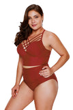Strappy Neck Detail High Waist Swimsuit