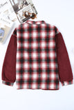 Plaid Patchwork Buttoned Pocket Sherpa Jacket