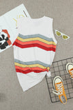 Crew Neck Colorblock Stripes Tank Top