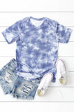 Sky Blue Tie Dye Crew Neck Short Sleeve T-Shirt