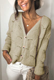 V Shaped Neckline Buttoned Knit Sweater