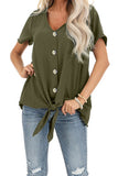 Button Up Front Tie Detail Woven Top