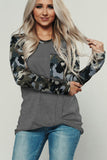 Camo Contrast Long Sleeve Top