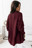 Red Buttons Front Textured Knit Cardigan