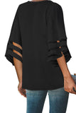 Flare Sleeve V Neck Button Blouse