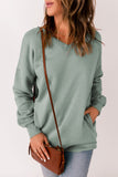 V Neck Drop Shoulder Sweatshirt with Pocket