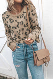 Ribbed Round Neck Leopard Sweater