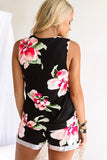 Floral Print Tank Top and Shorts Homesuit