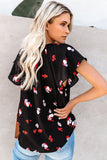 V-neck Short Sleeve Fashion Print Fantasy Fluttering Blouse
