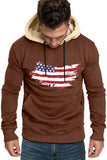 American Flag Print Color Block Men's Hoodie