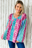 color Floral Leopard Mix Patchwork Loose Pullover