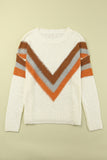 Chevron Striped Drop Shoulder Sweater