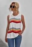 Crew Neck Colorblock Stripes Tank Top