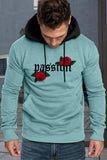 Valentine Love Heart Print Color Block Men's Pullover Hoodie