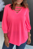 Strappy V Neck Long Sleeve Top